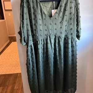 Green Swiss dot dress